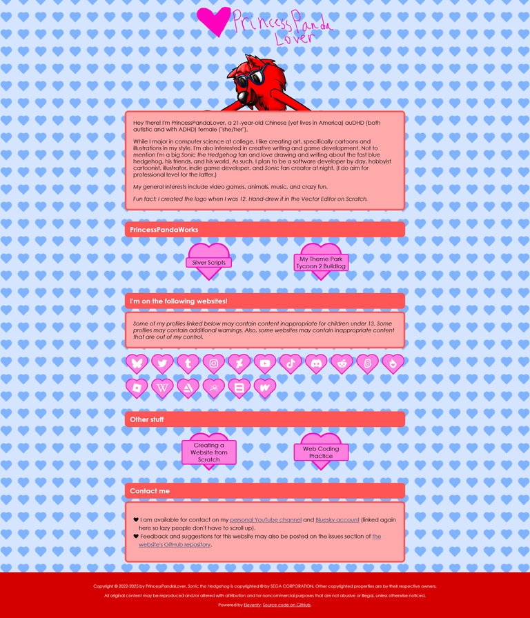 The website's homepage as of version 1.1 in 2025