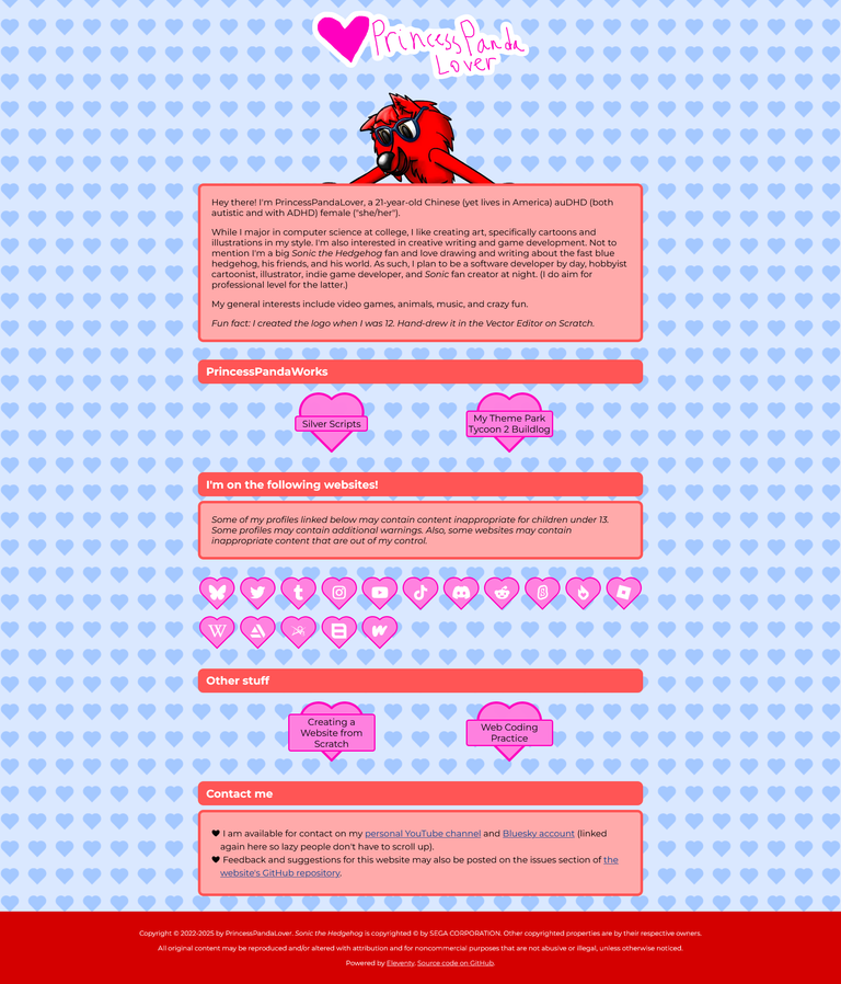 The website's homepage as of version 1.1.1 in 2025