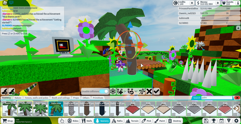 Green Hill Zone ride with added flowers, bushes, and rocks