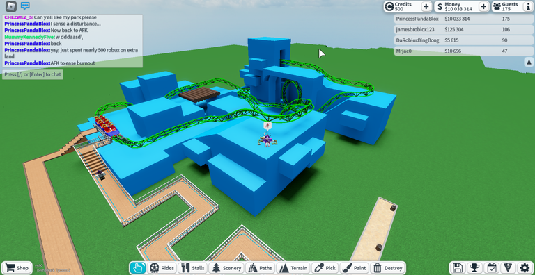 Green Hill Zone ride, with rollercoaster, landscape base, and bridge