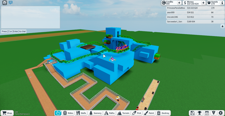 Green Hill Zone ride with small cliffhanging platforms colored