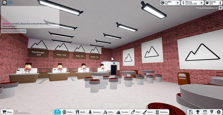 Interior of burger restaurant