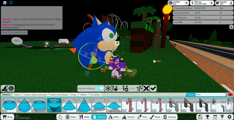 Me attempting to build Sonic statue at night; Sonic statue now has torso with belly patch