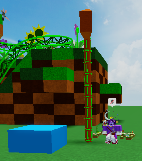 Me with stem of palm tree done and leaves' base started; also cerulean block