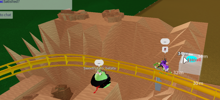 Me in process of shaping canyon terrain by adjusting vertices; the player who requested is visible