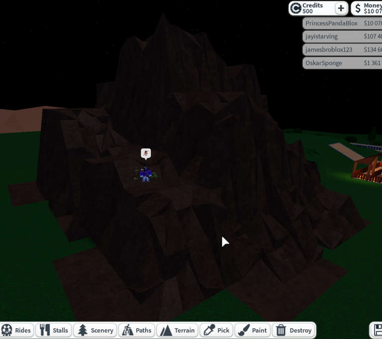 Me, whose avatar is dressed as Blaze the Cat, standing on volcano at night